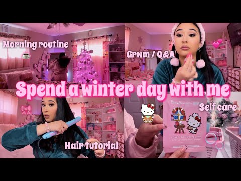 Spend a winter self care day with me ♡ (cute face masks, grwm+Q&A, hair tutorial, & girl time)