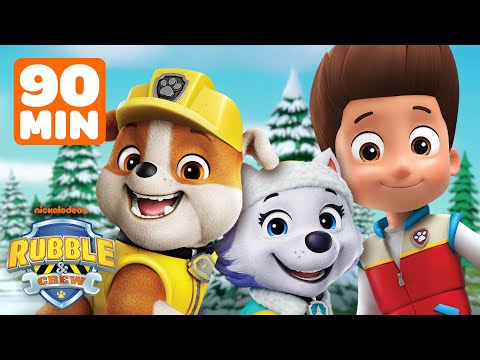 Rubble & PAW Patrol's BEST Holiday Rescues! w/ Everest & Ryder | 90 Minutes | Rubble & Crew