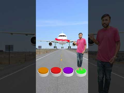 Green, purple, red, yellow button to Aeroplane, helicopter, rocket, train - funny vfx video 🙂#shorts