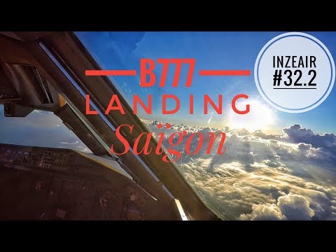 B777 LANDING Saigon, Vietnam COCKPIT View ILS Runway 25R