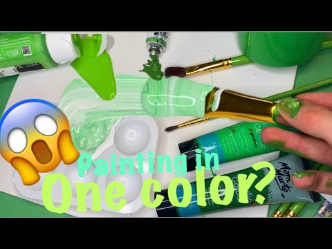 Painting in only one color 💚 for St. Patrick’s day ☘️! Even my supplies were 💚🟩🟢