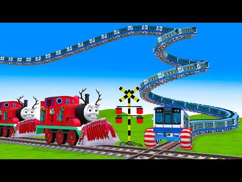 【踏切アニメ】でこぼこの道を走る電車 Wheel TRAIN Climbing Pyramid  Railroad Crossing Animation #2024