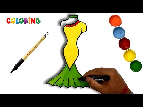 Dress Coloring Pages for Girls | How to Draw a Dress