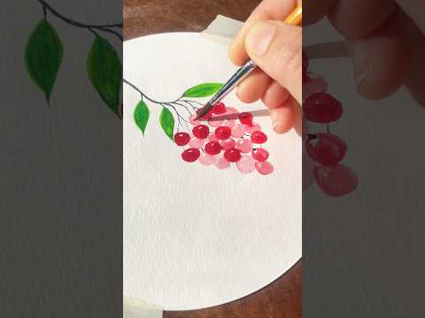 Paint the Easiest and Quickest Winter Berries | Easy Satisfying Art for Beginners #art #shorts#fyp