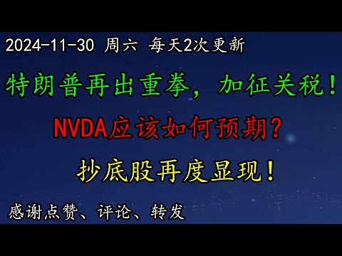 美股 特朗普再出重拳，加征高额关税！末日博士：特朗普或推高通胀！NVDA如何预期？一股直勾勾上涨，直冲云霄！抄底股再度显现！AAPL、CCL、AMD、NVO、黄金、KO、MSFT、WMT、BRK、MU