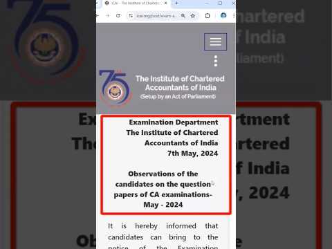 ICAI Update: Observations of the candidates on the question papers of CA examinations #shorts