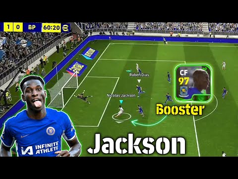 Nicolas Jackson 97 Rated booster Card POTW CF Gameplay Skills Review in efootball Pes 2025 Mobile