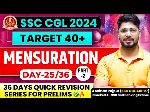 🔥Mensuration By Abhinav Rajput | ❤️ समापन 1.0 😎 36 Days Revision Batch For SSC CGL 2024 | Day-25/36