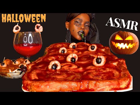 ASMR NOODLES HALLOWEEN MUKBANG |SPOOKY | No Talking) Soft Eating Sounds