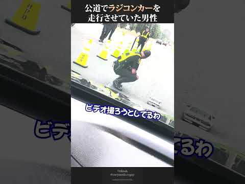 公道でラジコンカーを走行させていた男性