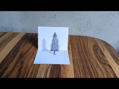 3D tree drawing easy / How to draw a 3d painting / How to draw 3d tree..