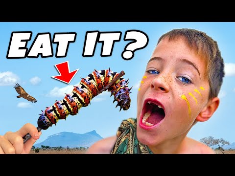 Kids eat GIANT WORMS on Wild Africa Safari Adventure!