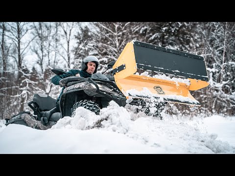 Snow Plowing and Removal with 2 IN 1 MODULAR PLOW BUCKET (ATV / UTV attachment)