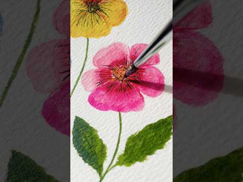 Easy Satisfying 1 Minute Watercolor Pansy For Beginners! Using a Indian Song #art#shorts#painting