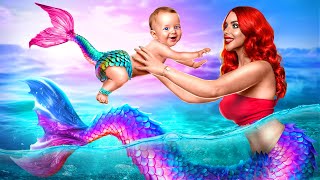 I Was Adopted by Mermaid Family / How to Become a Mermaid / My Little Mermaid Sister is Missing