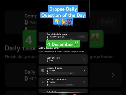 Dropee Daily Question Of The Day|Dropee Today Daily Question of the day |Dropee code #dropeeairdrop