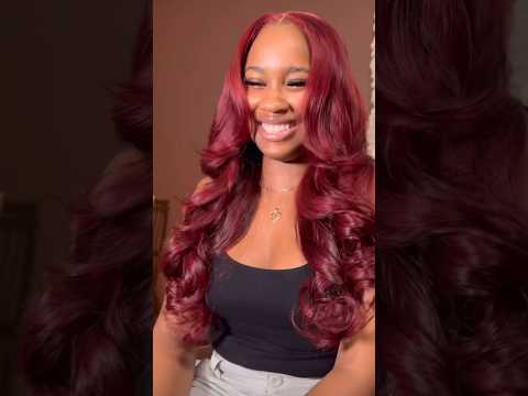 RED FRONTAL CUT IN LAYERS STYLED W/ PIN CURLS  #beauty #hair #hairstyles #viral #shorts #curls #fyp