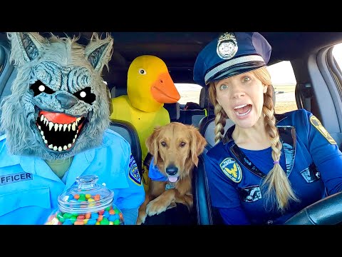 Rubber Ducky Surprises Puppy & Wolf with Dancing Car Ride!