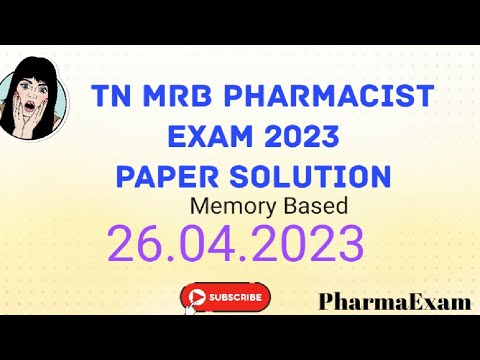 Tn Mrb Pharmacist exam paper solution #tnmrb #pharmacistexampreparation #pharmacistmcqs  #pharmacist