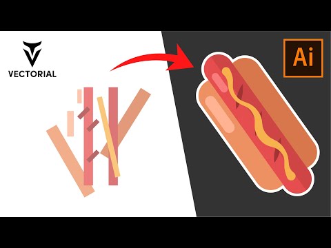 How to draw Hot dog in Adobe Illustrator - EASY TUTORIAL