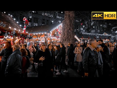 🎄London's Christmas Walk-2024 I 🚶‍♂️ Busy London Streets at 🎅 Christmas Night [4K HDR]