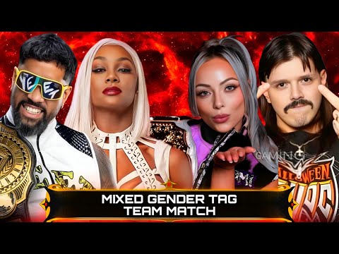 WWE 2K24 • Mixed Gender Tag Team Match - Jey Uso Jade Cargill VS Dominik Mysterio Liv Morgan | WWE