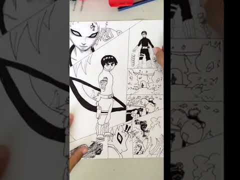 Speed drawing rock Lee vs Gaara #naruto #shorts #leevsgaara