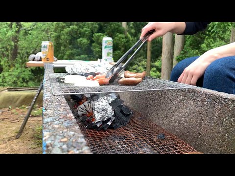 【17】父とたけのこ掘りからのBBQ/自然通りこして大自然/OL/vlog