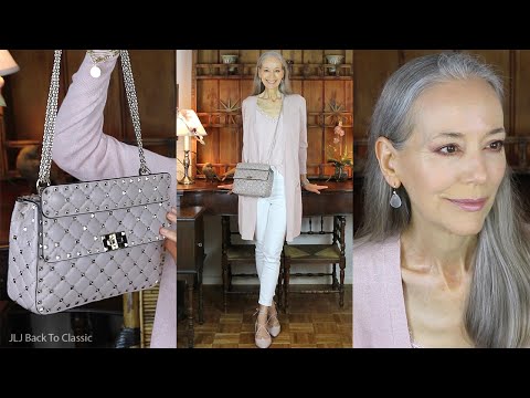 What's In My Valentino Medium Rockstud Bag; Long Cardigan, Jeans / Classic Fashion, Elegant Style