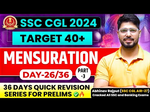 🔥Mensuration By Abhinav Rajput | ❤️ समापन 1.0 😎 36 Days Revision Batch For SSC CGL 2024 | Day-25/36