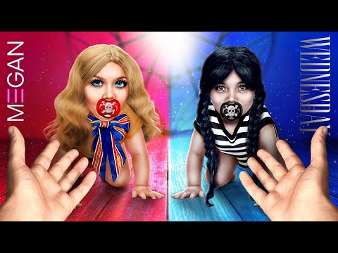 Addams Family Adopted M3GAN! Wednesday Addams vs M3GAN Doll by La La Life Emoji