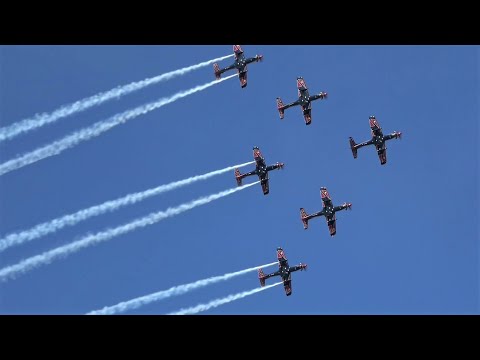 RAAF Roulettes 100th Anniversary aerobatic display with PC-21s