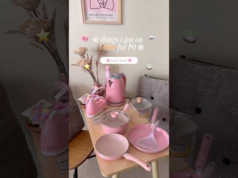 pink kitchen haul 🎀🍵 #pink #kitchenware #haul #fyp #girlie #aesthetic #girl #temu