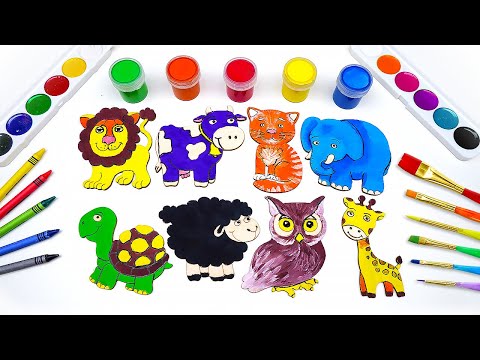 Create & Learn Animals with Colorful Paints 🦁🐢🐘 Best Preschool Toddler Learning Video