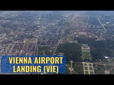 View of Approach and Landing at Vienna VIE Airport Austria 4K April 2023