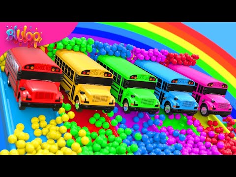 The Wheels on The Bus Song | Colorful Bus & SUPRISE EGGS | BluLoo Nursery Rhymes & Kids Songs