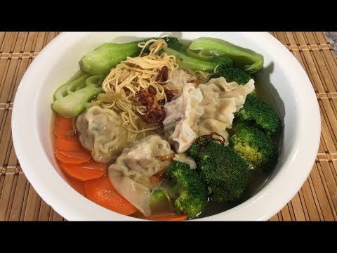 How To Make Egg Noodle Wonton Dumpling Soup-Asian Food Recipes