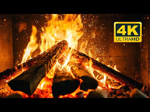 Fireplace 4k 🔥Fireplace with Crackling Fire Sounds. Fireplace Burning 4K