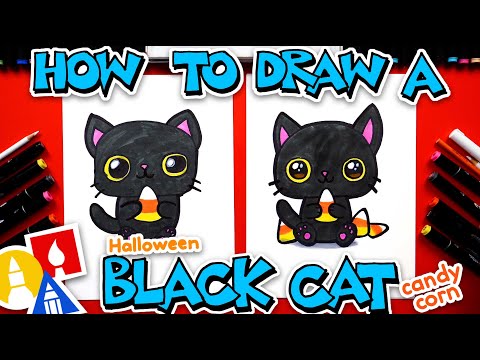 How To Draw A Black Cat With Candy Corn