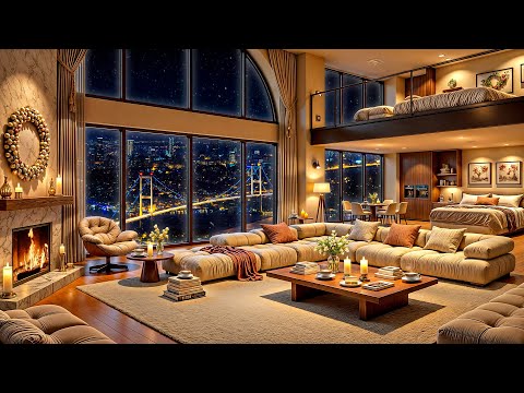 Winter Night Jazz ❄ Cozy Apartment Ambience with Elegant Jazz Saxophone & Fireplace Sounds for Sleep