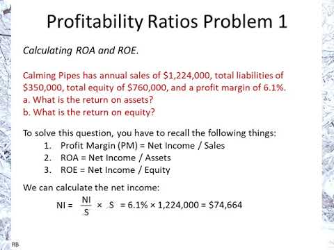 Profitability Ratios Problem 1: ROA, ROE