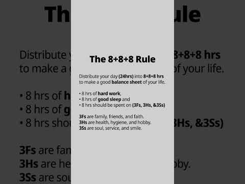 The 8+8+8 Rule #mindset #bussiness #psychology