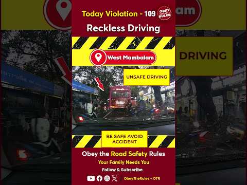 TODAY VIOLATION - 109 Reckless Driving #obeytherules #otr #chennaitrafficpolice