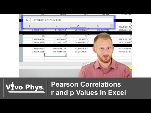 Pearson Correlation r and p Values in Excel (CORRECTION IN DESCRIPTION)