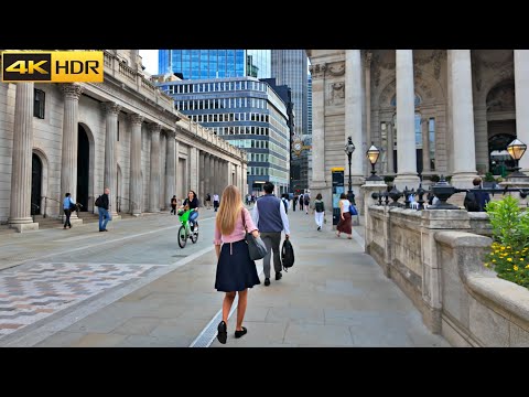 Walking in London’s Financial District - Aug 2024 | City of London Walk [4K HDR]