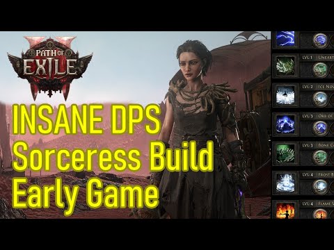 INSANE Path of Exile 2 Sorceress build early and mid game, INSANE DPS lightning build, level up FAST