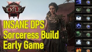 INSANE Path of Exile 2 Sorceress build early and mid game, INSANE DPS lightning build, level up FAST