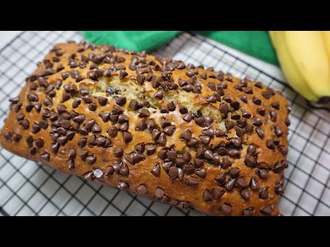 Moist Chocolate Chip Banana Bread | Just 5 INGREDIENTS! | No Butter | No Egg