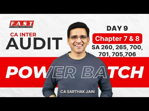 CA Inter Audit Power Day 9 | Chapter 7 & 8 | SA 260 265 700 701 705 706