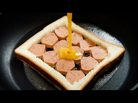 Make Simple and Delicious Breakfast Toast  ::  Hot Dog Sausage Egg Toast